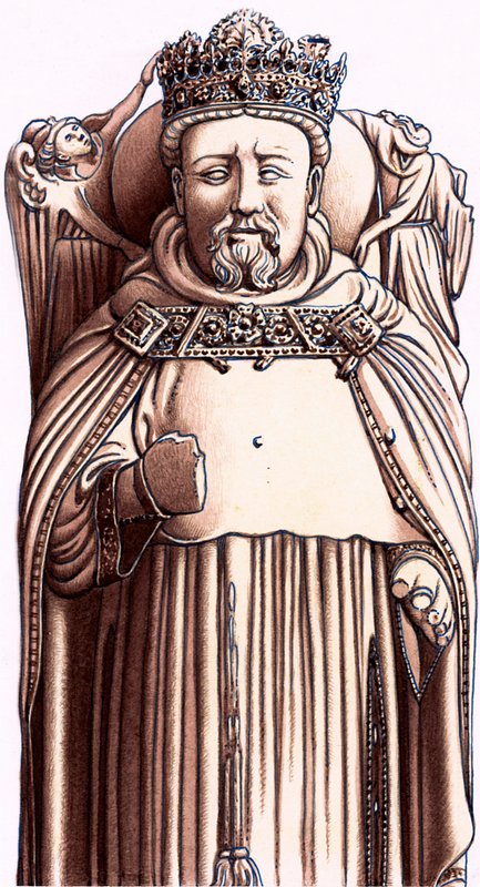 Billede af Henrik IV af England på hans grav i Canterbury af Pat (1907-95) Nicolle