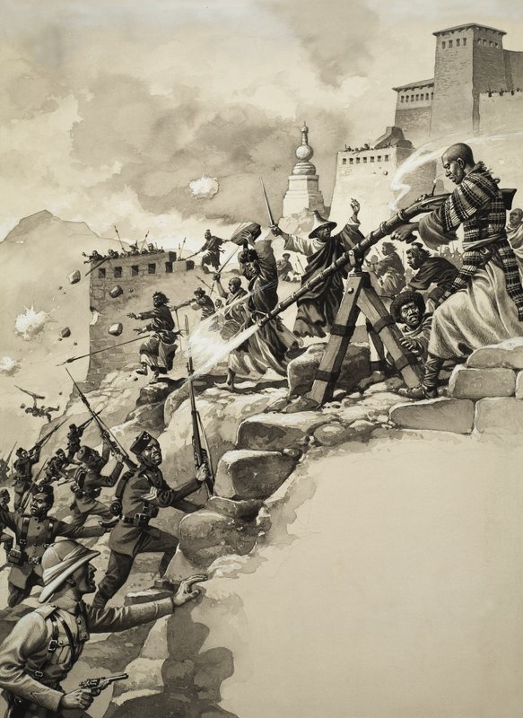 Final Assault on Tibet (gouache på papir) af Pat (1907-95) Nicolle