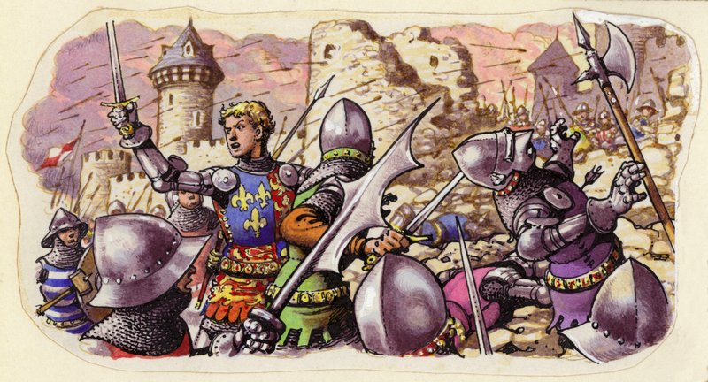 Harfleur belejret af kong Henrik V (gouache på papir) af Pat (1907-95) Nicolle