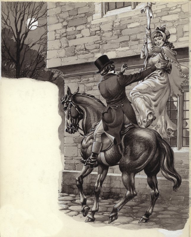 John Peel og Mary White flygter til Gretna Green (gouache på papir) af Pat (1907-95) Nicolle