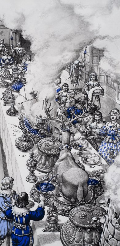 Seventeenth Century Feast (gouache på papir) af Pat (1907-95) Nicolle