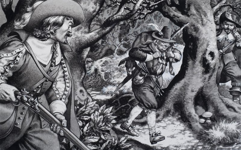 Seventeenth Century Poacher (gouache på papir) af Pat (1907-95) Nicolle