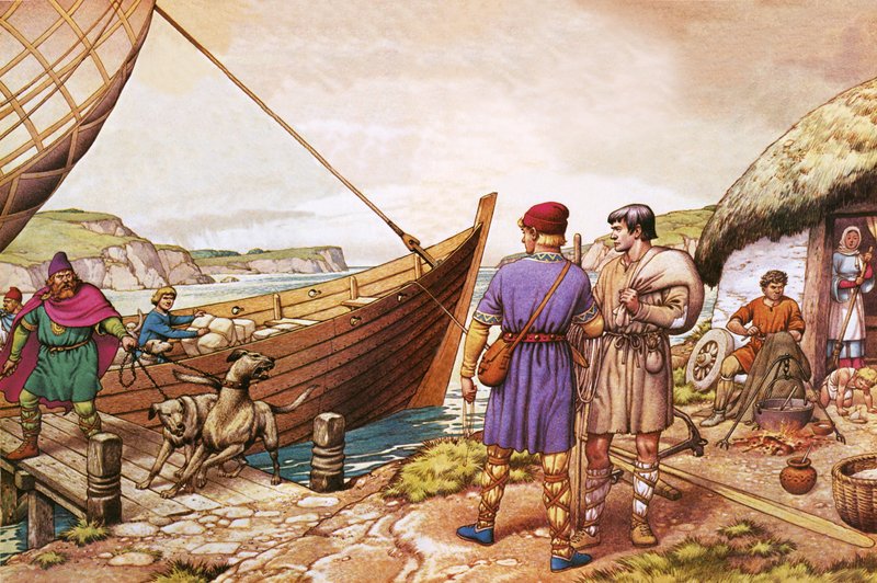 (Patrick fik mulighed for at forlade Irland, hvor han var blevet holdt som slave. af Pat (1907 95) Nicolle