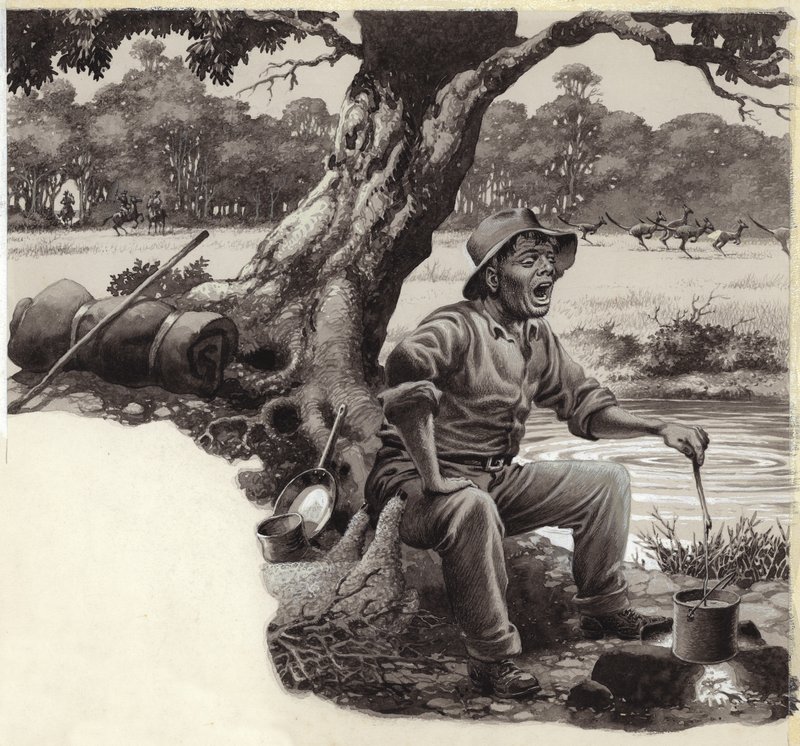 A Jolly Swagman (gouache på papir) af Pat (1907-95) Nicolle
