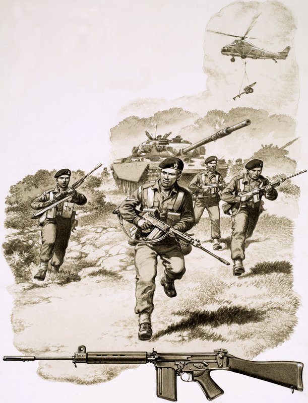Britisk infanteri med SLR-riflen af Pat (1907 95) Nicolle