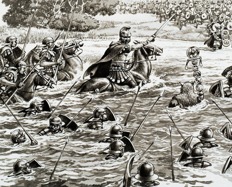 Cæsars legioner krydser Themsen af Pat (1907 95) Nicolle
