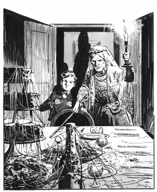Illustration til Great Expectations af Charles Dickens (pen og blæk) af Pat (1907 95) Nicolle