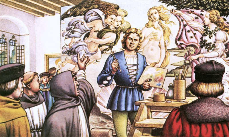 Savonarola skælder Botticelli ud for at male Venus