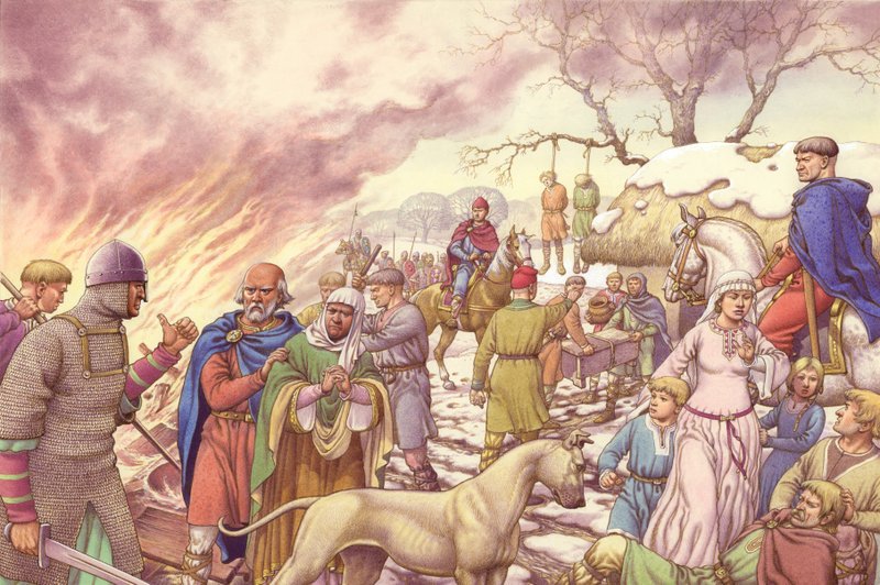 The harrying of the north (gouache på papir) af Pat (1907 95) Nicolle