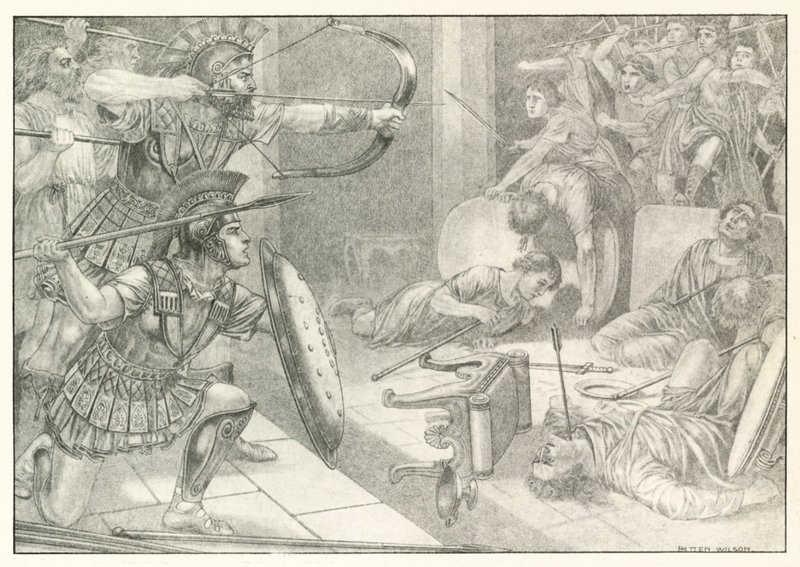 Illustration til Homers Odysseen (litografi) af Patten (after) Wilson