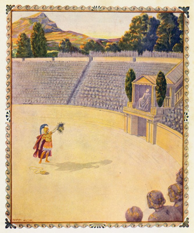 Perseus viser gorgonens hoved (farvelitografi) af Patten (after) Wilson
