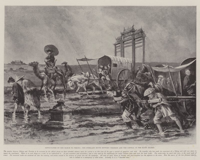 Vanskeligheder i marts til Peking, overlandruten mellem Tientsin og hovedstaden i regntiden af Paul Frenzeny