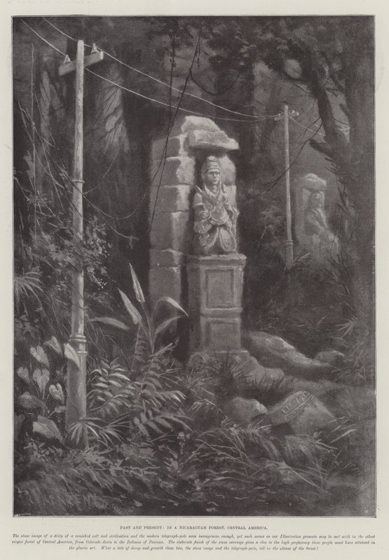 Fortid og nutid, i en Nicaraguansk skov, Mellemamerika af Paul Frenzeny