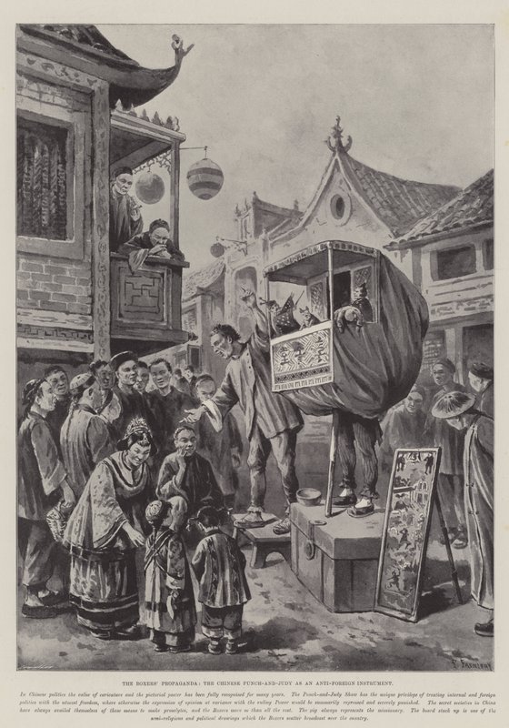 Boksernes propaganda, den kinesiske Punch-and-Judy som et anti-fremmed instrument af Paul Frenzeny