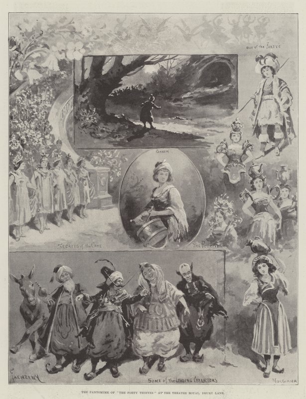 The Pantomime of The Forty Thieves på Theatre Royal, Drury Lane af Paul Frenzeny