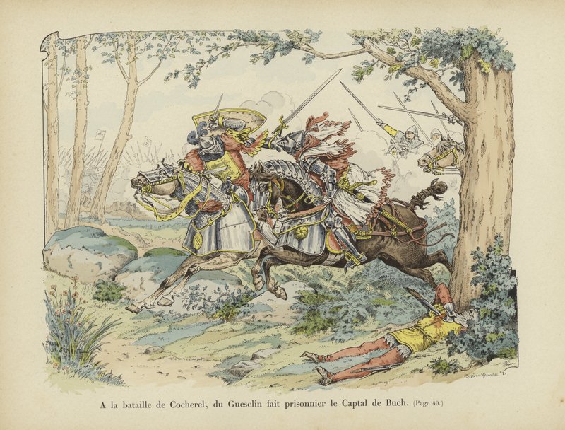 Bertrand du Guesclin tager Captal de Buch til fange i slaget ved Cocherel, 1364 af Paul de Semant