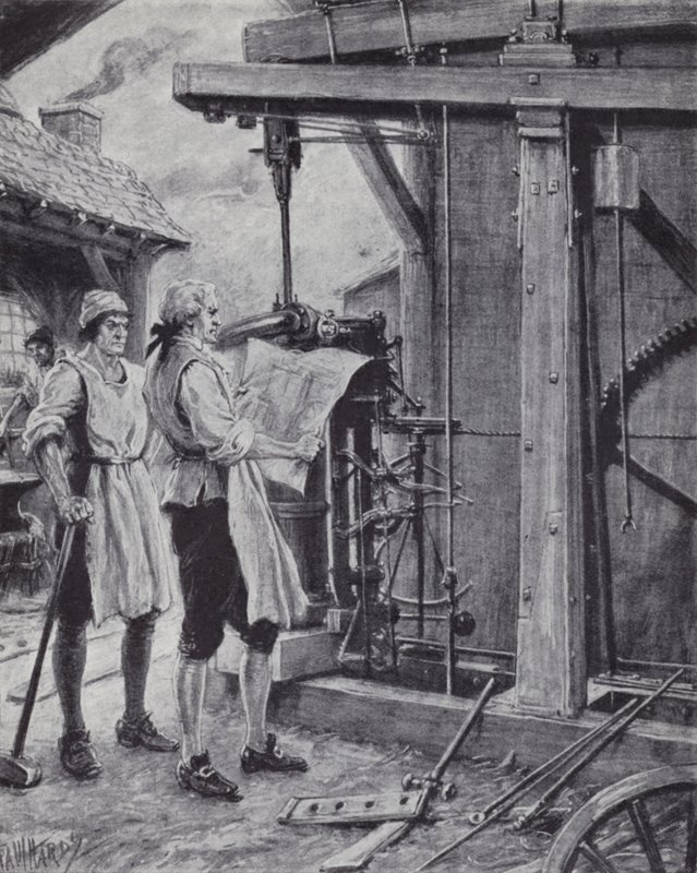 James Watt på arbejde på dampmaskinen af Paul (after) Hardy