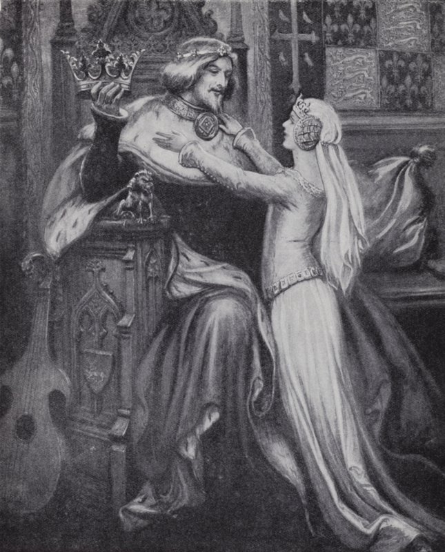 Kong Richard II med den unge Isabella af Valois (litho) af Paul (after) Hardy