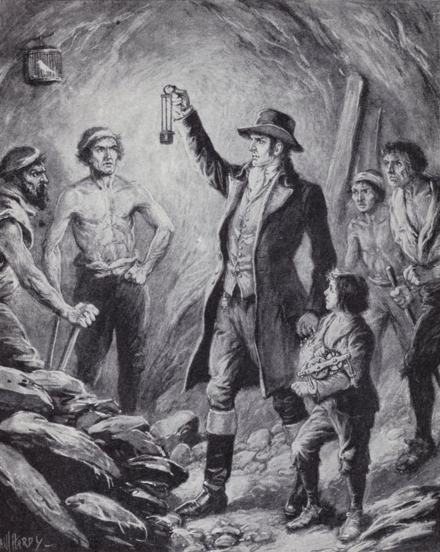 Sir Humphrey Davy og hans opfindelse af den første sikkerhedslampe til minearbejdere af Paul (after) Hardy