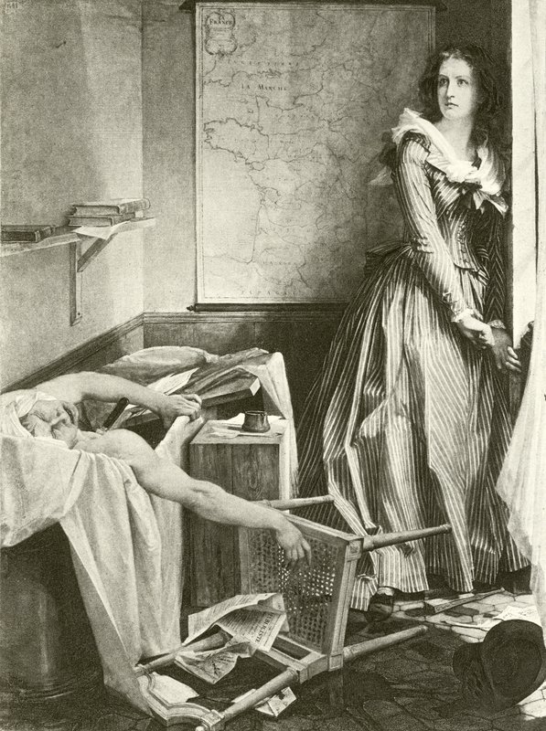 Charlotte Corday og Marat (dybtryk) af Paul Baudry