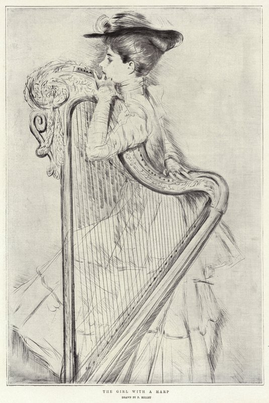 Pigen med en harpe af Paul Cesar Helleu