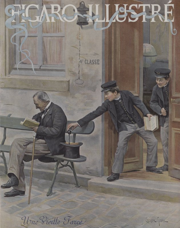 En gammel vittighed. Forside af Le Figaro Illustre, oktober 1896 af Paul Charles Chocarne Moreau