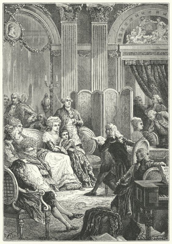 En salon i begyndelsen af Louis XVI af Frankrigs regeringstid af Paul Dominique Philippoteaux