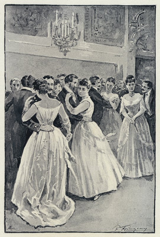 Illustration til Anna Karenina: Kitty at the ball (litho) af Paul Frenzeny