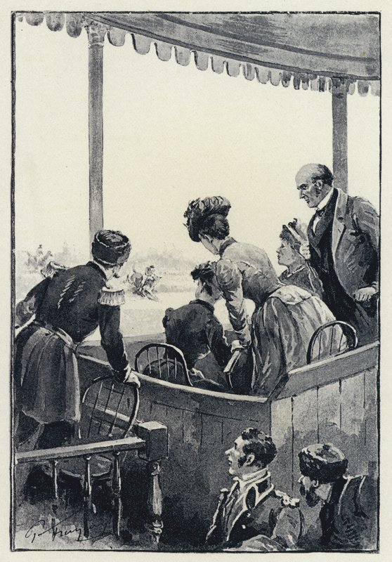 Illustration til Anna Karenina: Løbet (litho) af Paul Frenzeny