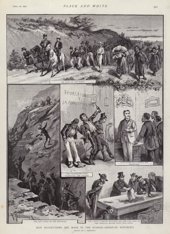 Revolutioner i Latinamerika (litho) af Paul Frenzeny