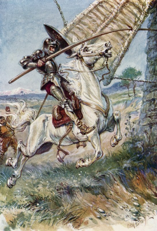 Don Quijote løber sin lanse ind i sejlet af Paul Hardy