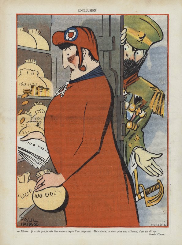 Satire over den fransk-russiske alliance. Illustration til Le Rire af Paul Iribe