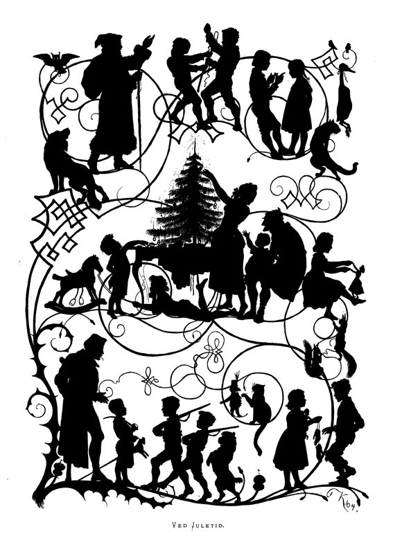 Silhouette: Ved Juletid (lithograph) af Paul Konewka