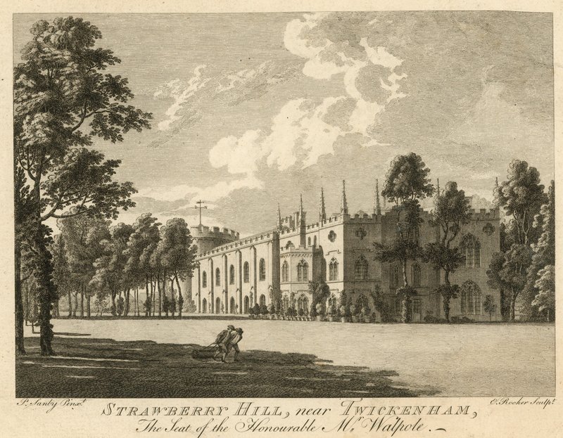 Strawberry Hill, Twickenham, London, sæde for den ærede Horace Walpole af Paul Sandby