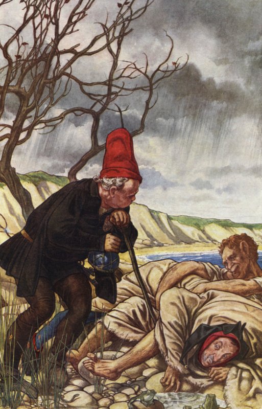 Stormen af William Shakespeare, 2. akt, scene 2 (farve litho) af Paul Vincent Woodroffe