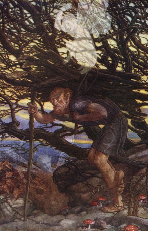 Stormen af William Shakespeare, 2. akt, scene 2 (farve litho) af Paul Vincent Woodroffe