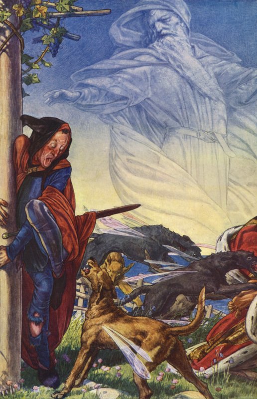 The Tempest af William Shakespeare, akt IV, Scene 1 (farve litho) af Paul Vincent Woodroffe