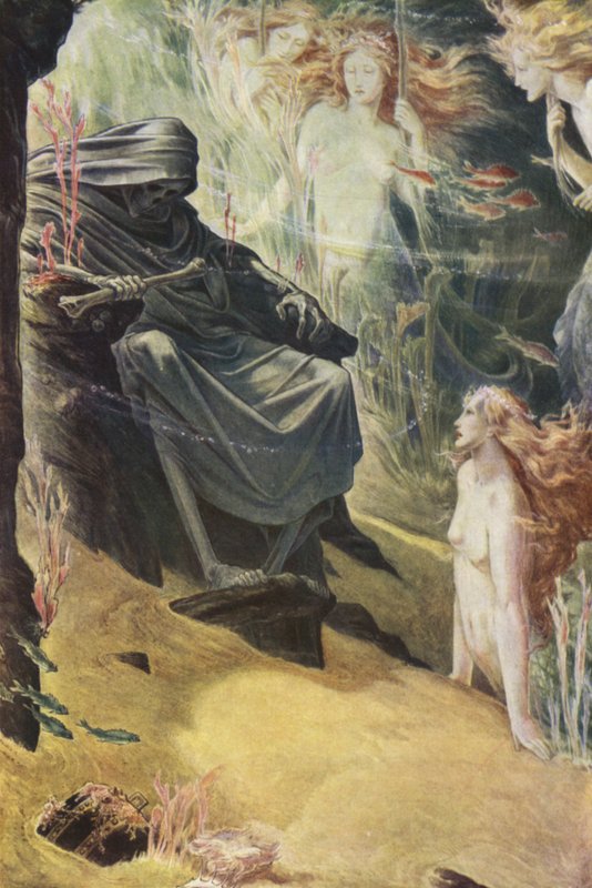 The Tempest af William Shakespeare, Act I, Scene 2 (farve litho) af Paul Vincent Woodroffe
