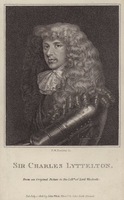 Sir Charles Lyttelton, engelsk politiker og kolonialguvernør i Jamaica (gravering) af Peltro William Tomkins