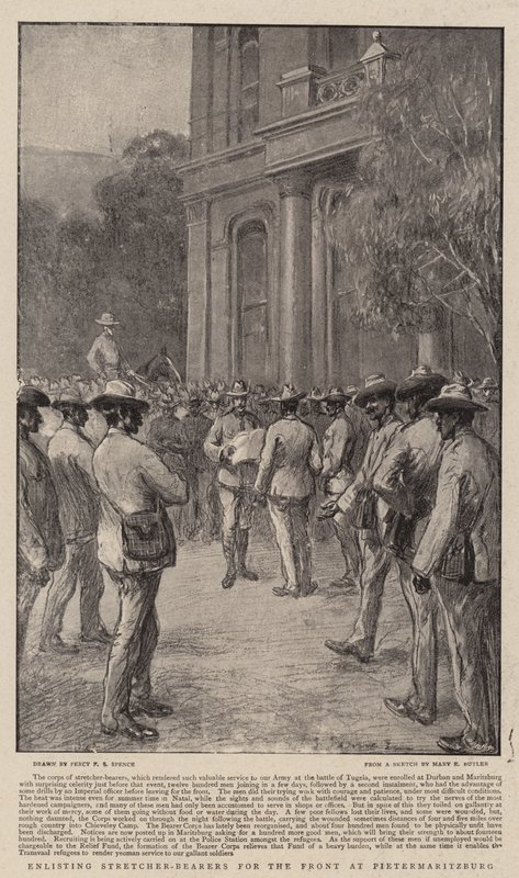 Indrullering af bårebærere til fronten i Pietermaritzburg af Percy F.S. Spence