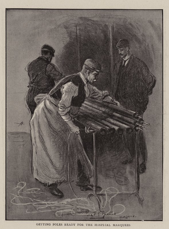 Gør polerne klar til hospitalsteltet af Percy F.S. Spence