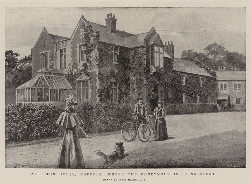 Appleton House, Norfolk, hvor bryllupsrejsen tilbringes af Percy Macquoid