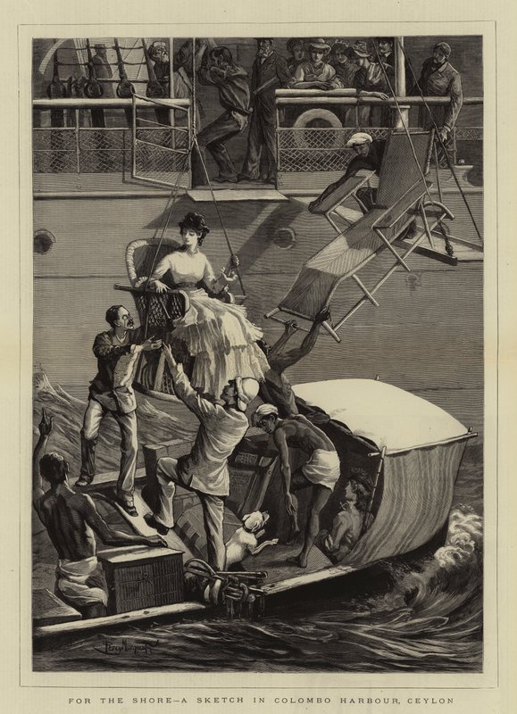 For the Shore, en skitse i Colombo Harbour, Ceylon af Percy Macquoid
