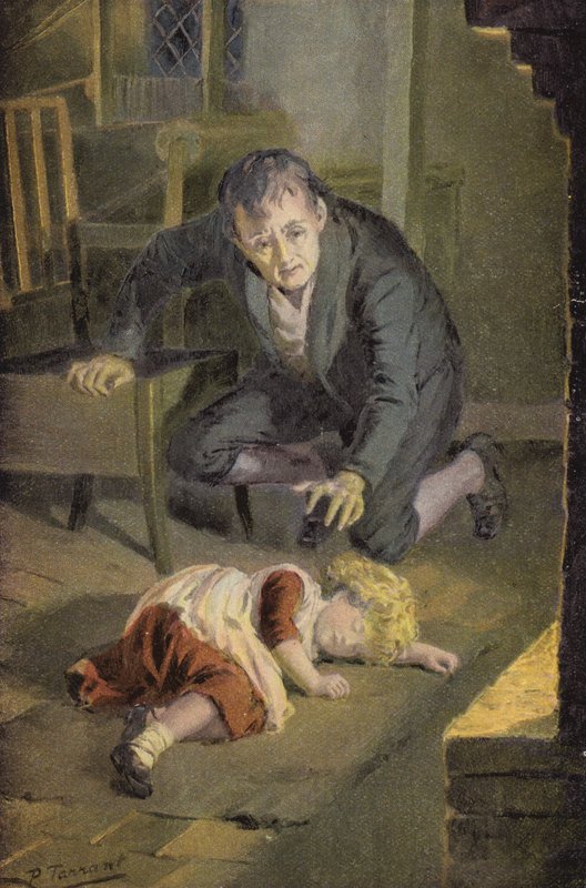 Illustration til Silas Marner af George Eliot (farve litho) af Percy Tarrant