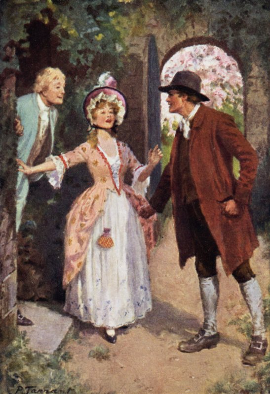Illustration til Wuthering Heights af Emily Bronte (farve litho) af Percy Tarrant