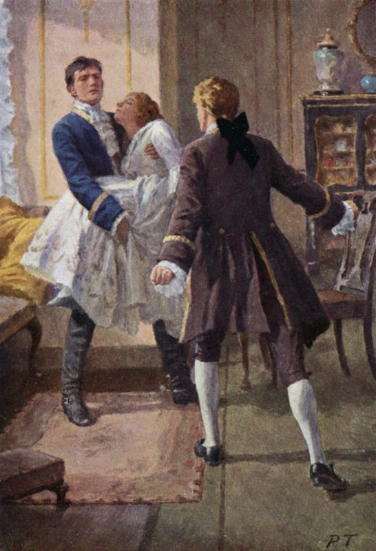 Illustration til Wuthering Heights af Emily Bronte (farve litho) af Percy Tarrant