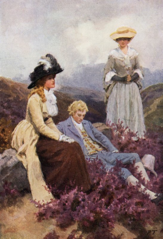 Illustration til Wuthering Heights af Emily Bronte (farve litho) af Percy Tarrant
