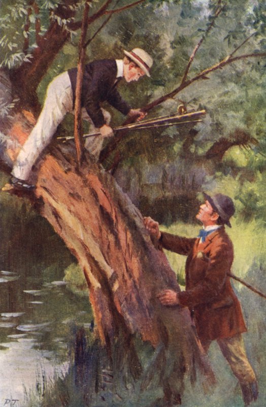 Nu kommer du ned dette minut (farve litho) af Percy Tarrant