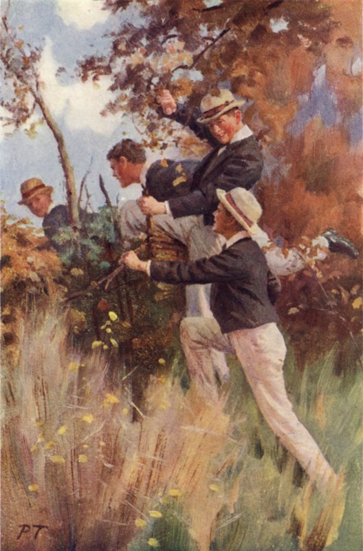 Over det første hegn (farve litho) af Percy Tarrant