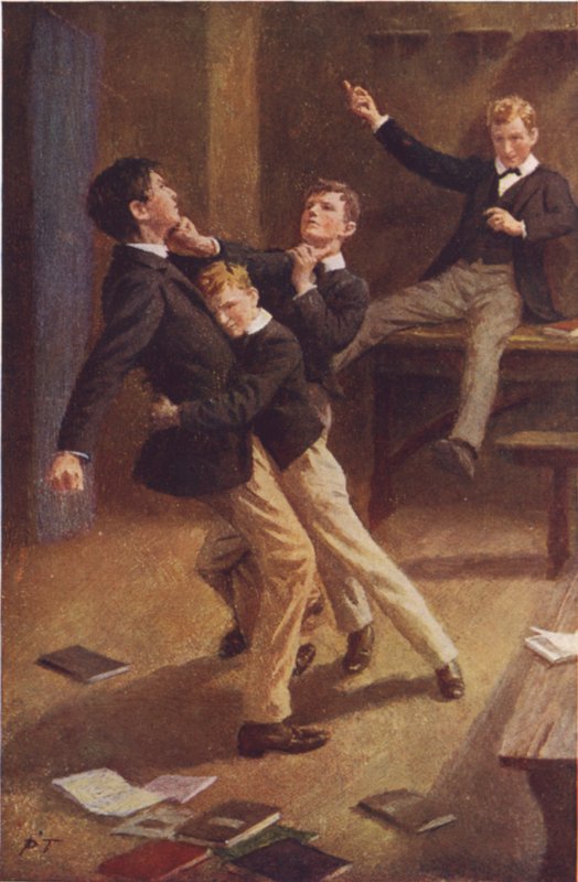 De tre vaklede et øjeblik, og så gik de over (farve litho) af Percy Tarrant